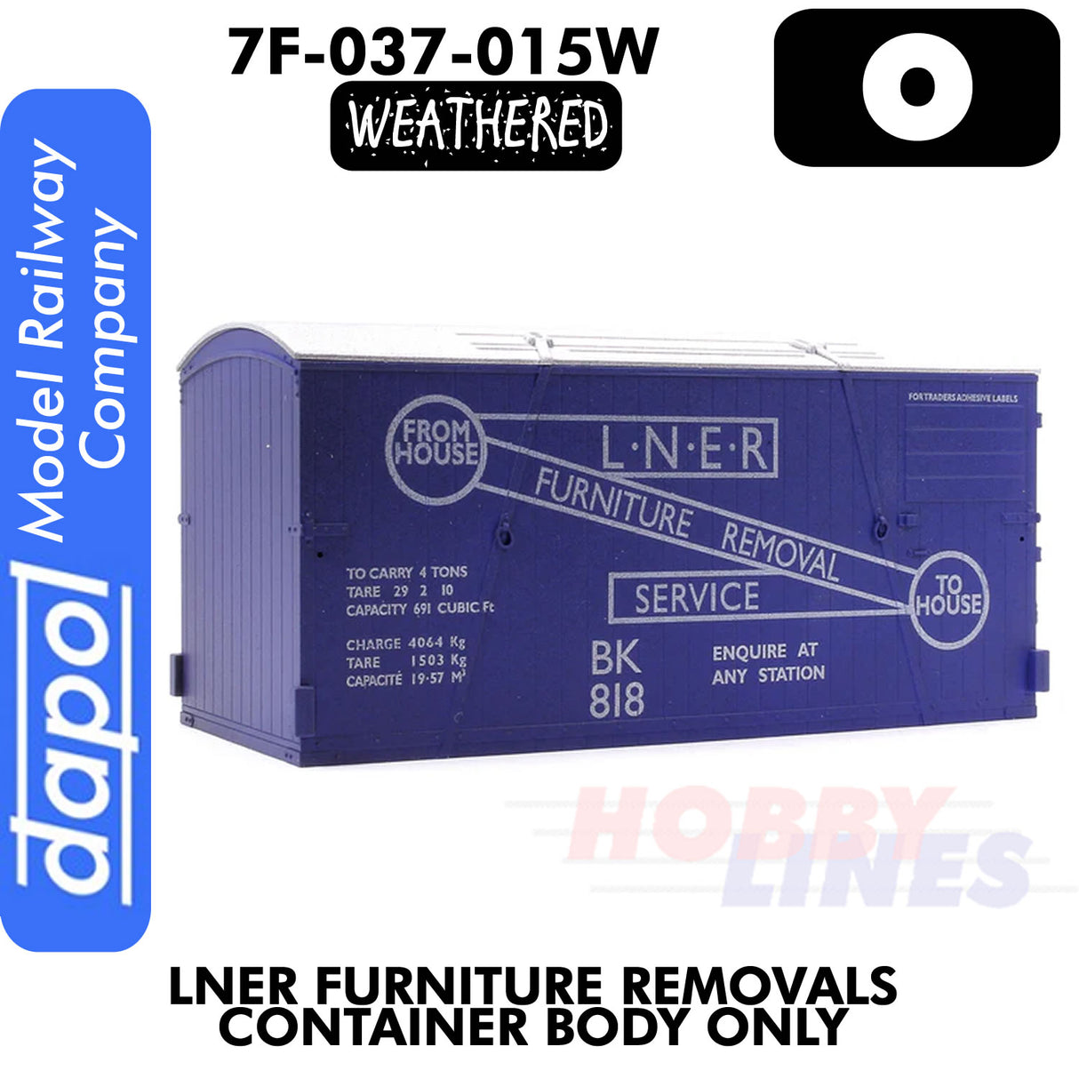  LNER Furniture Removal Container - Body only - Weathered | Dapol | 7F-030-015W