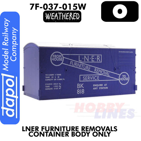  LNER Furniture Removal Container - Body only - Weathered | Dapol | 7F-030-015W