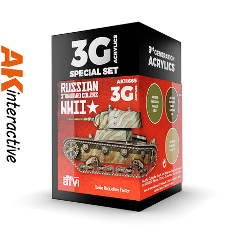 3G Special Set - Russian Standard Colours WWII - 3 x 17ml Acrylic Paint | AK interactive | AK11665