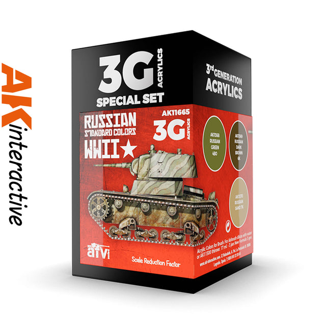 3G Special Set - Russian Standard Colours WWII - 3 x 17ml Acrylic Paint | AK interactive | AK11665