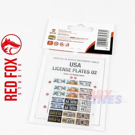 Red Fox Studio 3D Printed LICENSE PLATES USA vol.02 1:24 Front rear 9 sets kits