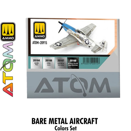 ATOM Bare Metal Aircraft Colors Set - 4 20ml Acrylic Paint | Ammo by Mig Jimenez  
