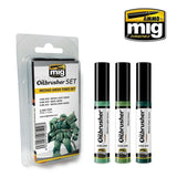 Oilbrusher Set - Mechas Green Tones Set - 3 x 10ml | Ammo by Mig Jimenez | MIG7509