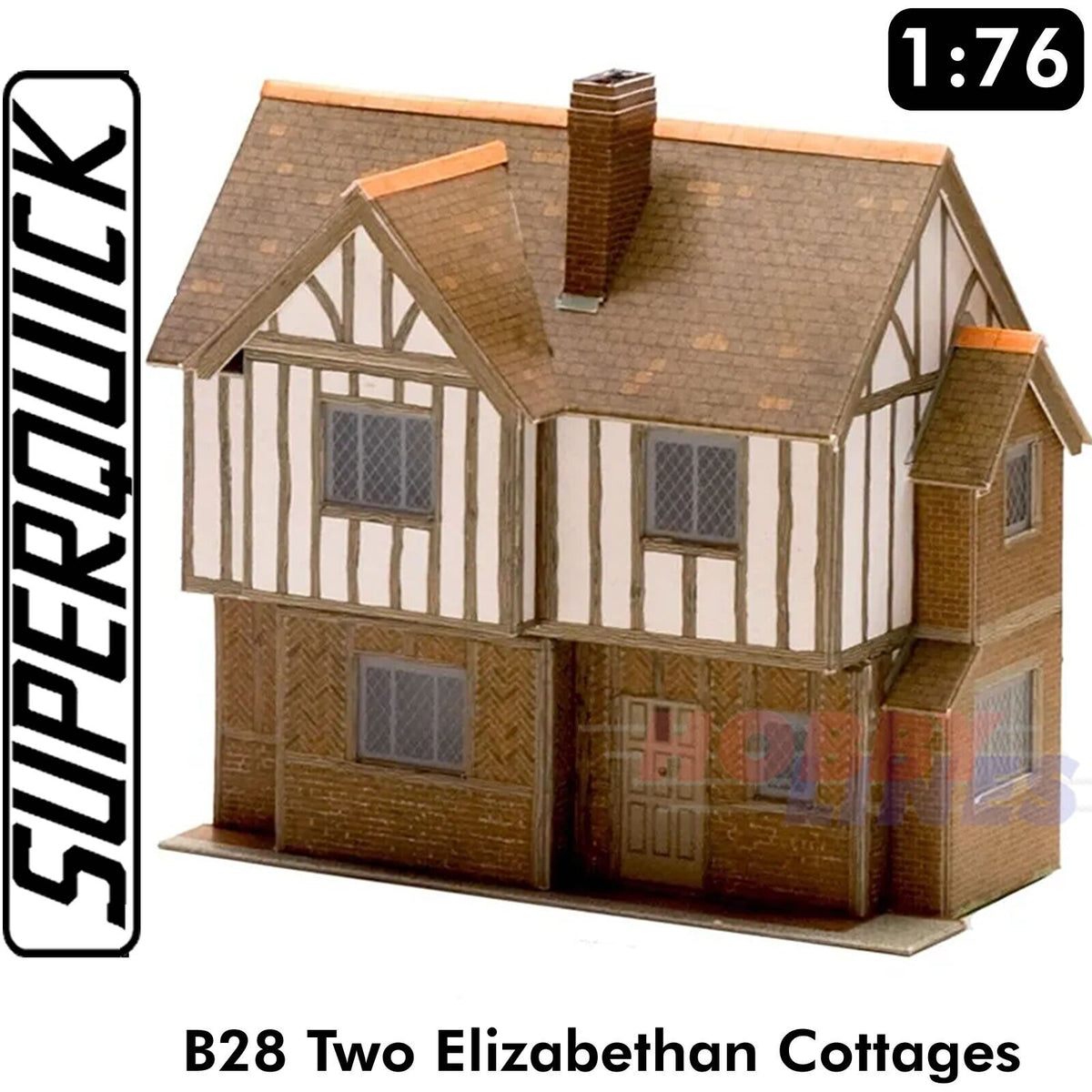 2 ELIZABETHAN COTTAGES 1:72 OO HO Gauge Railway Building Series B B28 SuperQuick