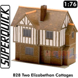 2 ELIZABETHAN COTTAGES 1:72 OO HO Gauge Railway Building Series B B28 SuperQuick