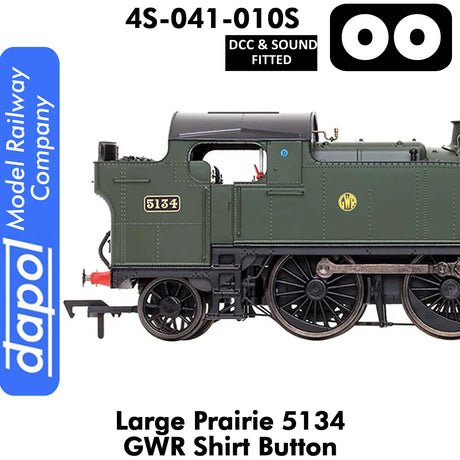 LARGE PRAIRIE 5134 GWR SHIRT BUTTON DCC & Sound Steam Locomotive | Dapol |  4S-041-010S