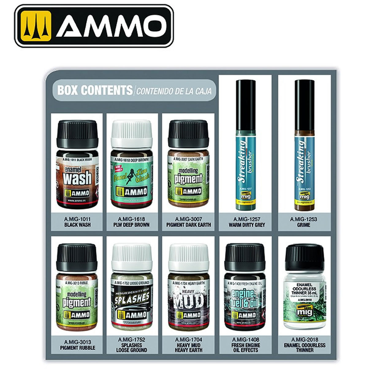 WEATHERING SUPERPACK Beginners Set 10 piece Ammo by Mig Jimenez 7820