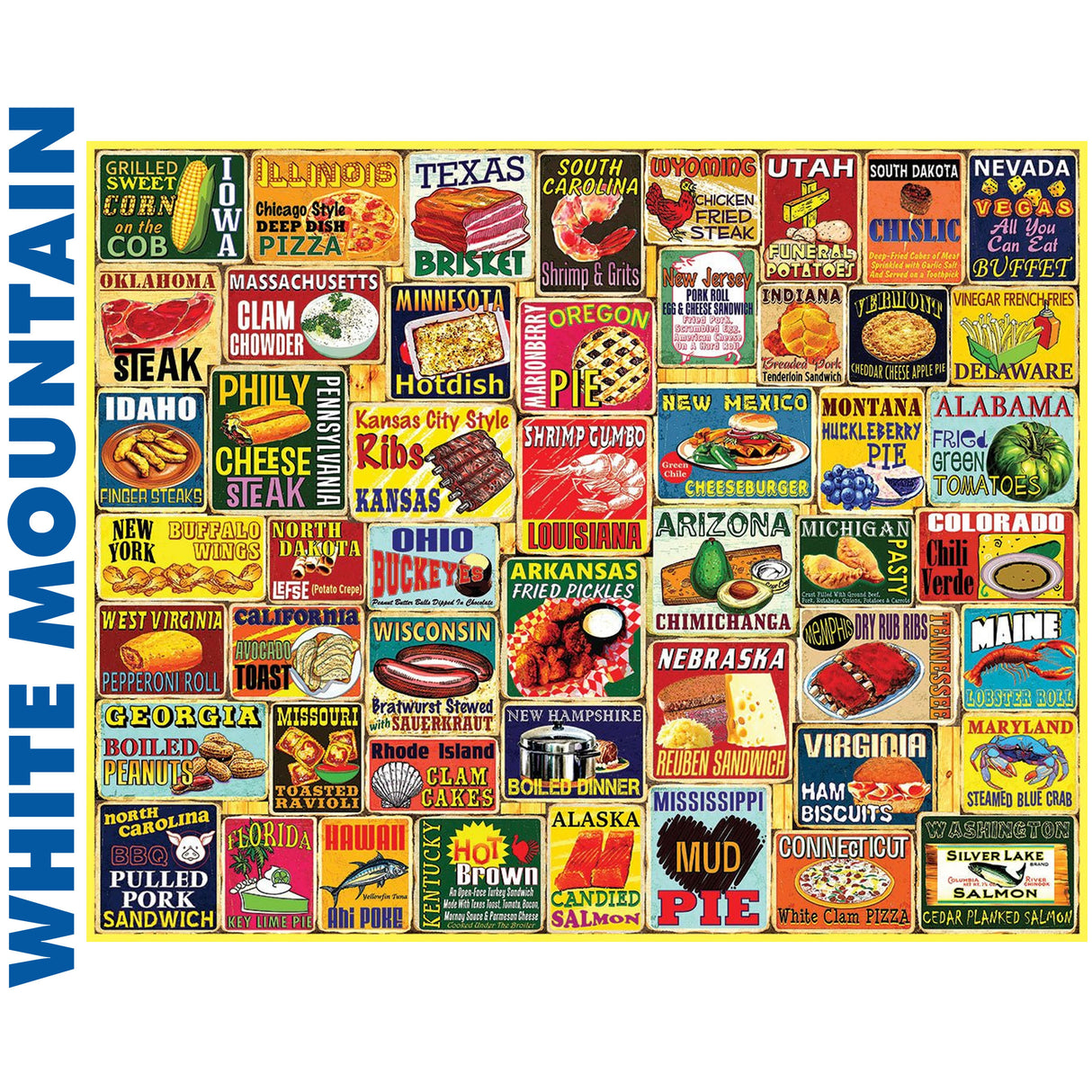 *Damaged box* Iconic State Foods - 1000pc Jigsaw Puzzle | White Mountain | 2021pz