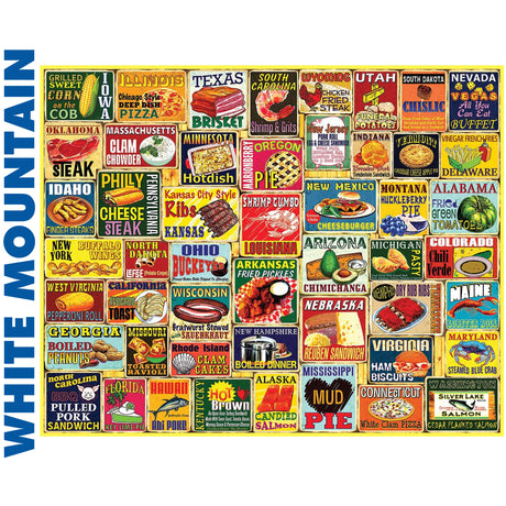 *Damaged box* Iconic State Foods - 1000pc Jigsaw Puzzle | White Mountain | 2021pz