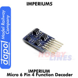 Imperium5 Micro 6 Pin 2 Function Decoder 10x8.4x2.8mm Imperium 5 Dapol Model Railway