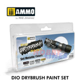 DIO DRYBRUSH Metallic Colours 4Jar 40ml Dio Dry Brush Paint Set AMMO Mig MIG7305