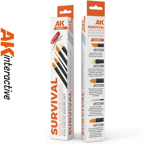Survival Weathering Synethic Brushes x 5 | AK interactive | AKB101