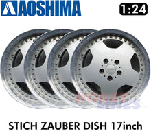 Load image into Gallery viewer, Aoshima Wheels &amp; Tyres STICH ZAUBER DISH 17inch 1:24 Set of 4 Tuned Parts 06117
