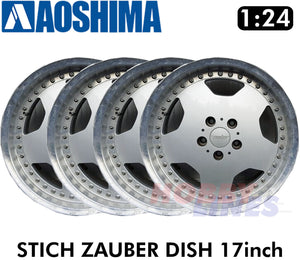 Aoshima Wheels & Tyres STICH ZAUBER DISH 17inch 1:24 Set of 4 Tuned Parts 06117