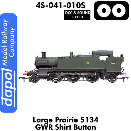 LARGE PRAIRIE 5134 GWR SHIRT BUTTON DCC & Sound Steam Locomotive | Dapol |  4S-041-010S