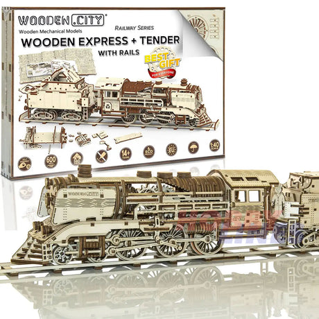Express Loco Tender & Track - 3D Puzzle | Wooden City | WR323