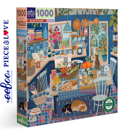 eeBoo BLUE KITCHEN 1000 pc Square Jigsaw Puzzle Super Deluxe PZTBUK