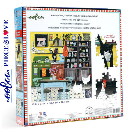 eeBoo KITCHEN CHICKENS 1000 pc Square Jigsaw Puzzle Super Deluxe PZTKHC