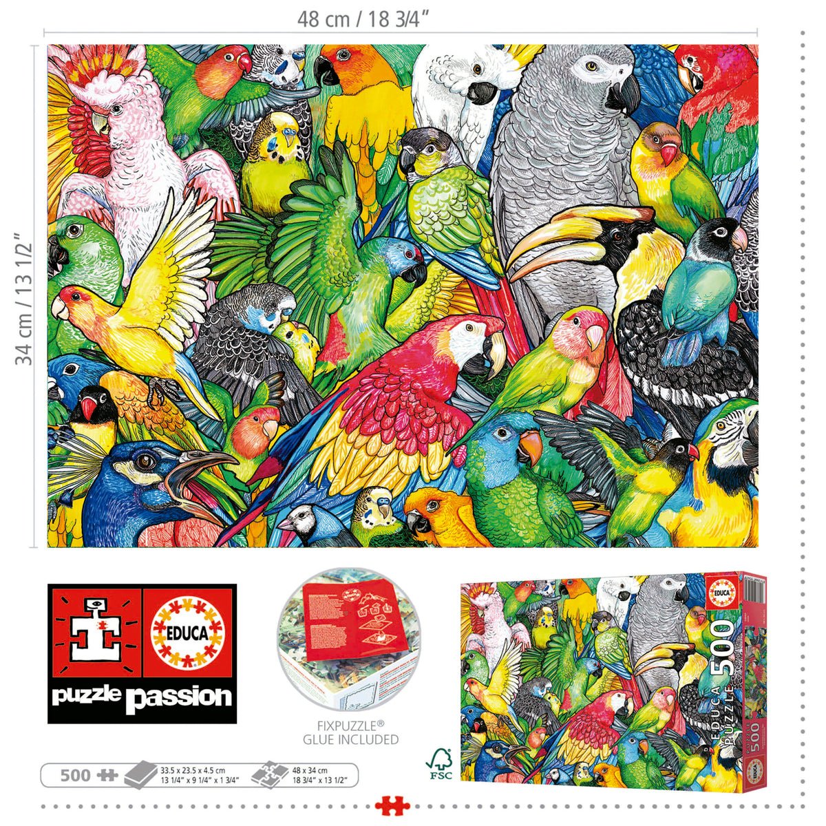 Parrots 500 Piece Jigsaw Puzzle | Educa | 19547