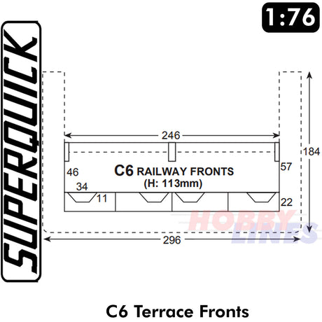 RED BRICK TERRACE FRONTS C6 1:72 OO HO Railway Building Series C C06 SUPERQUICK
