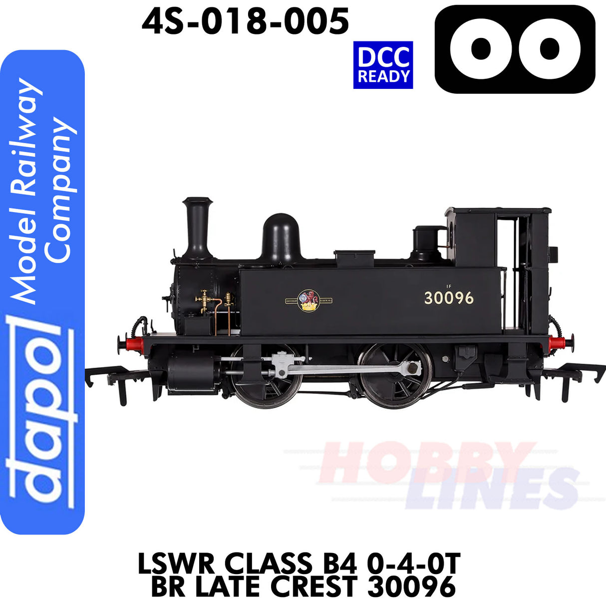 LSWR Class B4 0-4-0T BR Late Crest 30096 - DCC Ready | Dapol | 4S-018-005