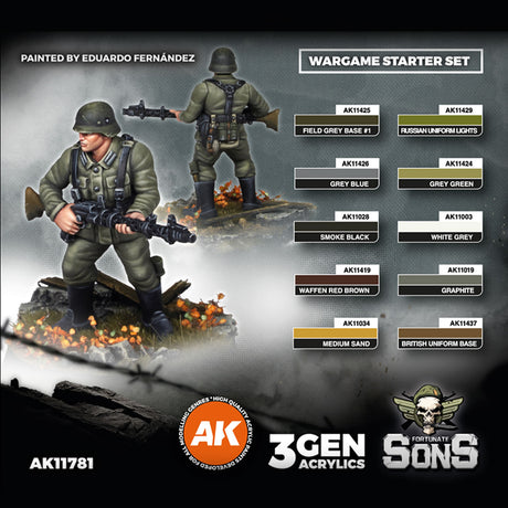 German Panzergenadier Division Europe - Wargame Starter Set - 3G Acrylic Paint x 10 | AK interactive | AK11781