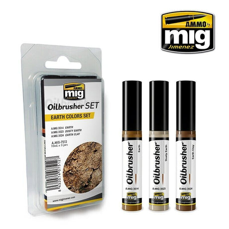 Oilbrusher Set - Earth Colours- 3x10ml | Ammo by Mig Jimenez | MIG7512