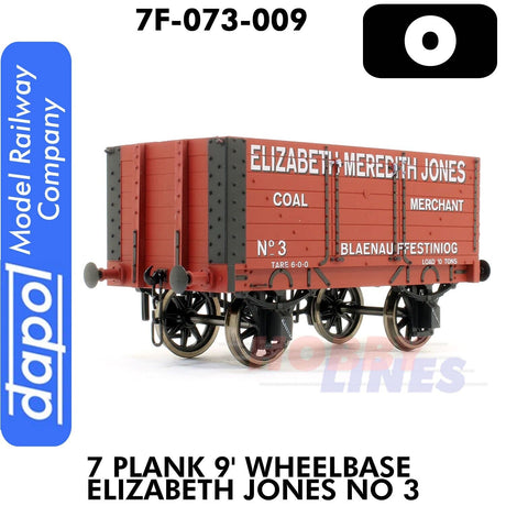 7 Plank 9' Wheelbase Elizabeth Jones No 3 | Dapol | 7F-073-009