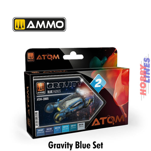 ATOM Gravity Set 2 Blue 6 20ml Acrylic bottles Ammo by Mig Jimenez ATOM-20805