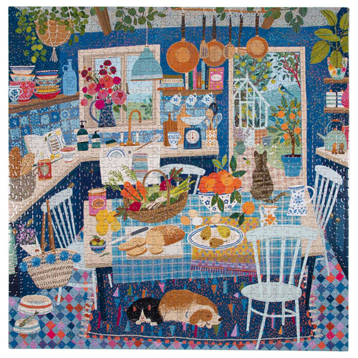 eeBoo BLUE KITCHEN 1000 pc Square Jigsaw Puzzle Super Deluxe PZTBUK