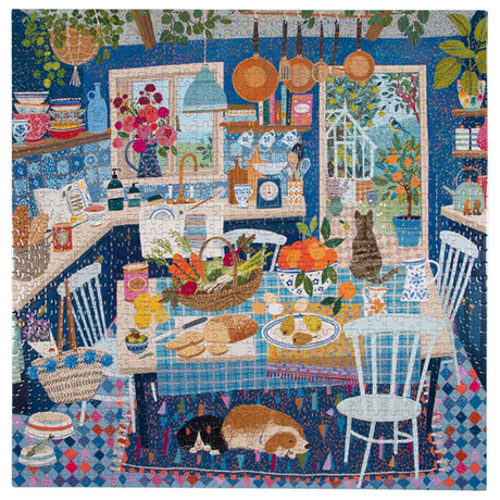 eeBoo BLUE KITCHEN 1000 pc Square Jigsaw Puzzle Super Deluxe PZTBUK