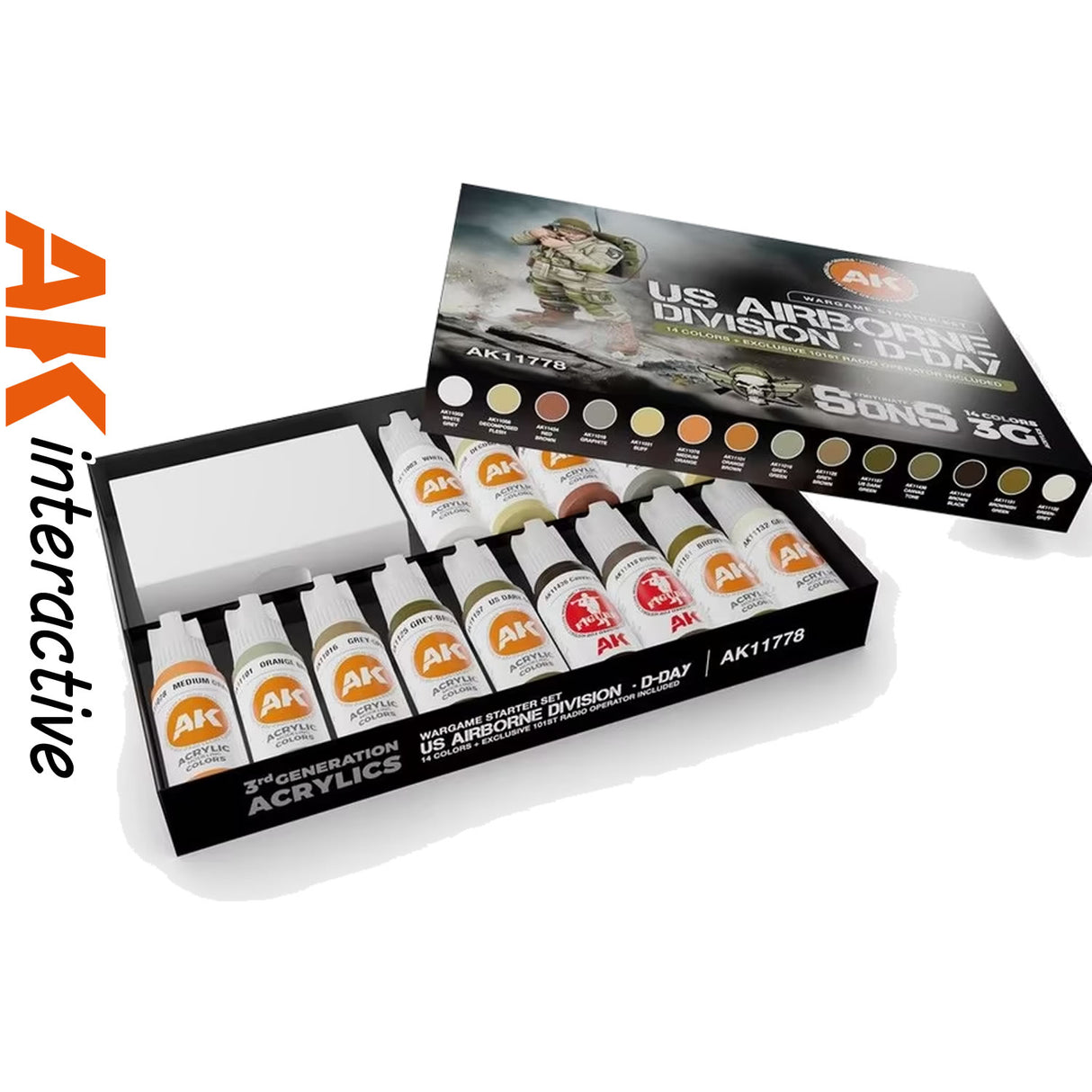 Wargame Starter Set - US Airborne Division - D-Day - 3G Acrylic Paint x 14 | AK interactive | AK11778