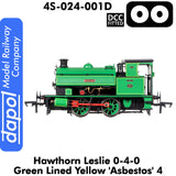Hawthorn Leslie 040 Green Lined Yellow 'Asbestos' | Dapol | 4S-024-001D