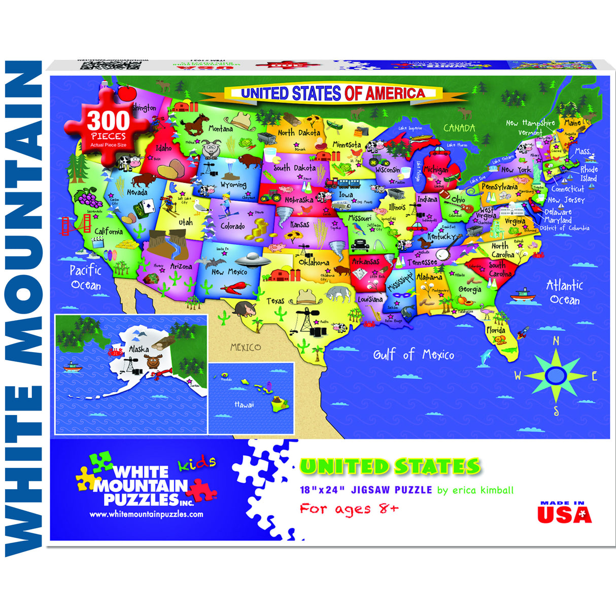 UNITED STATES OF AMERICA 300 pc super deluxe Jigsaw Puzzle WHITE MOUNTAIN 1021