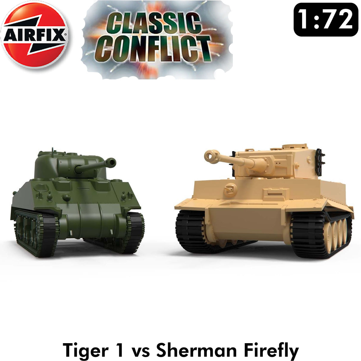Classic Conflict - Tiger 1 vs Sherman Firefly Tanks WWII - Model Kit | Airfix | A50186
