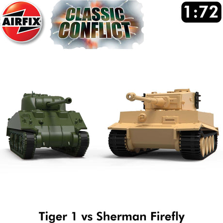 Classic Conflict - Tiger 1 vs Sherman Firefly Tanks WWII - Model Kit | Airfix | A50186