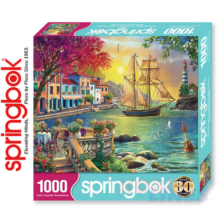 OCEANSIDE SUNSET1000 piece SPRINGBOK Jigsaw Puzzle Random Cut Super Deluxe