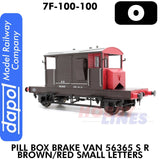 Pill Box Brake Van 56365 S R Brown/Red Small Letter | Dapol | 7F-100-100
