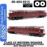 Class 52 Western Invader BR Maroon Small Yellow Panels D1009 - DCC Sound Fitted | Dapol | 4D-003-021S