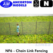 Load image into Gallery viewer, CHAIN LINK FENCING Fence Barbed Wire kit N gauge1:148  scale Ancorton Models NF6
