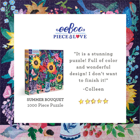 eeBoo SUMMER BOUQUET 1000 pc Square Jigsaw Puzzle Super Deluxe PZTSMB