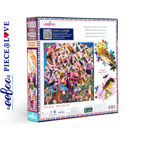 eeBoo PARLIAMENT OF OWLS 1000 pc Square Jigsaw Puzzle Super Deluxe PZTOWL