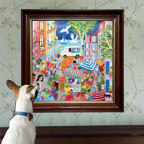 eeBoo MARKETPLACE IN FRANCE 1000 pc Square Jigsaw Puzzle Super Deluxe PZTMFR