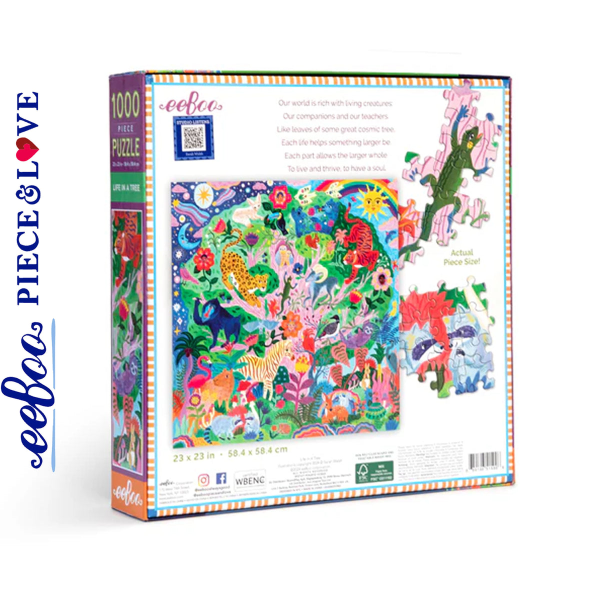 eeBoo LIFE IN A TREE 1000 pc Square Jigsaw Puzzle Super Deluxe PZTLFT