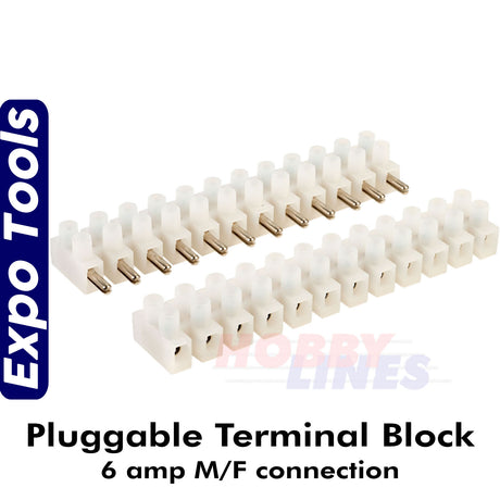 Pluggable Terminal Blocks - 6 amp m/f connection - 12 strip  | Expo Tools | A23040