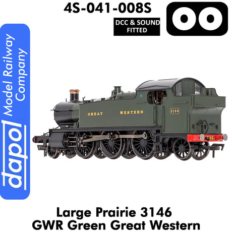 LARGE PRAIRIE 3146 GWR DCC & Sound Steam Locomotive | Dapol | 4S-041-008S