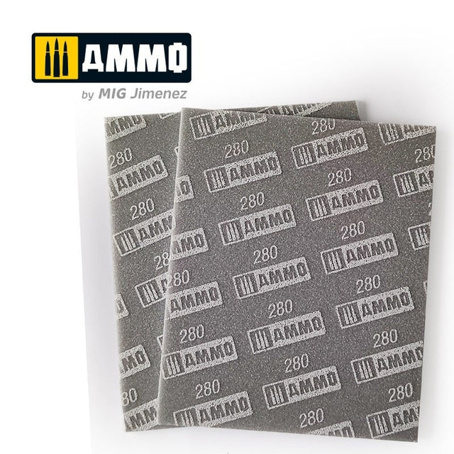 Sanding Sponge Sheet - 280 Grain - 2 pcs | Ammo by Mig Jimenez 