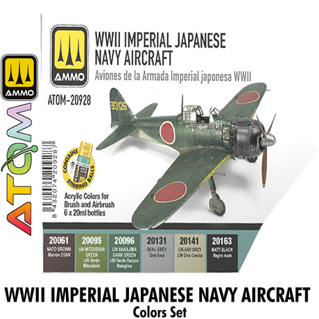 ATOM WWII Imperial Japanese Navy Aircraft Set - 6 20ml Acrylic Paint |  Ammo by Mig Jimenez ATOM20928