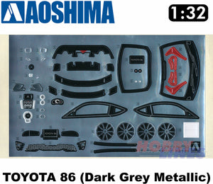 Toyota GT86 (Dark Grey Metallic) Snap Together GT 86 1:32 scale kit Aoshima 0559