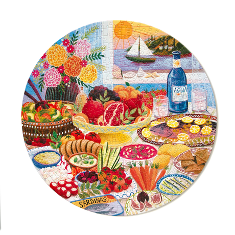 Mediterranean Table - 500pc Round Puzzle | eeBoo | PZF980